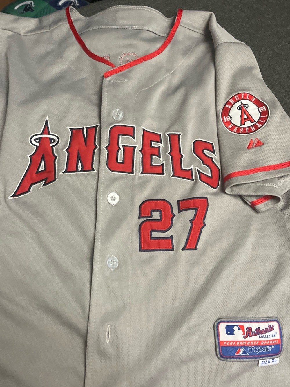 Majestic Kids Angels Baseball Jersey Jacket - Gray & Red